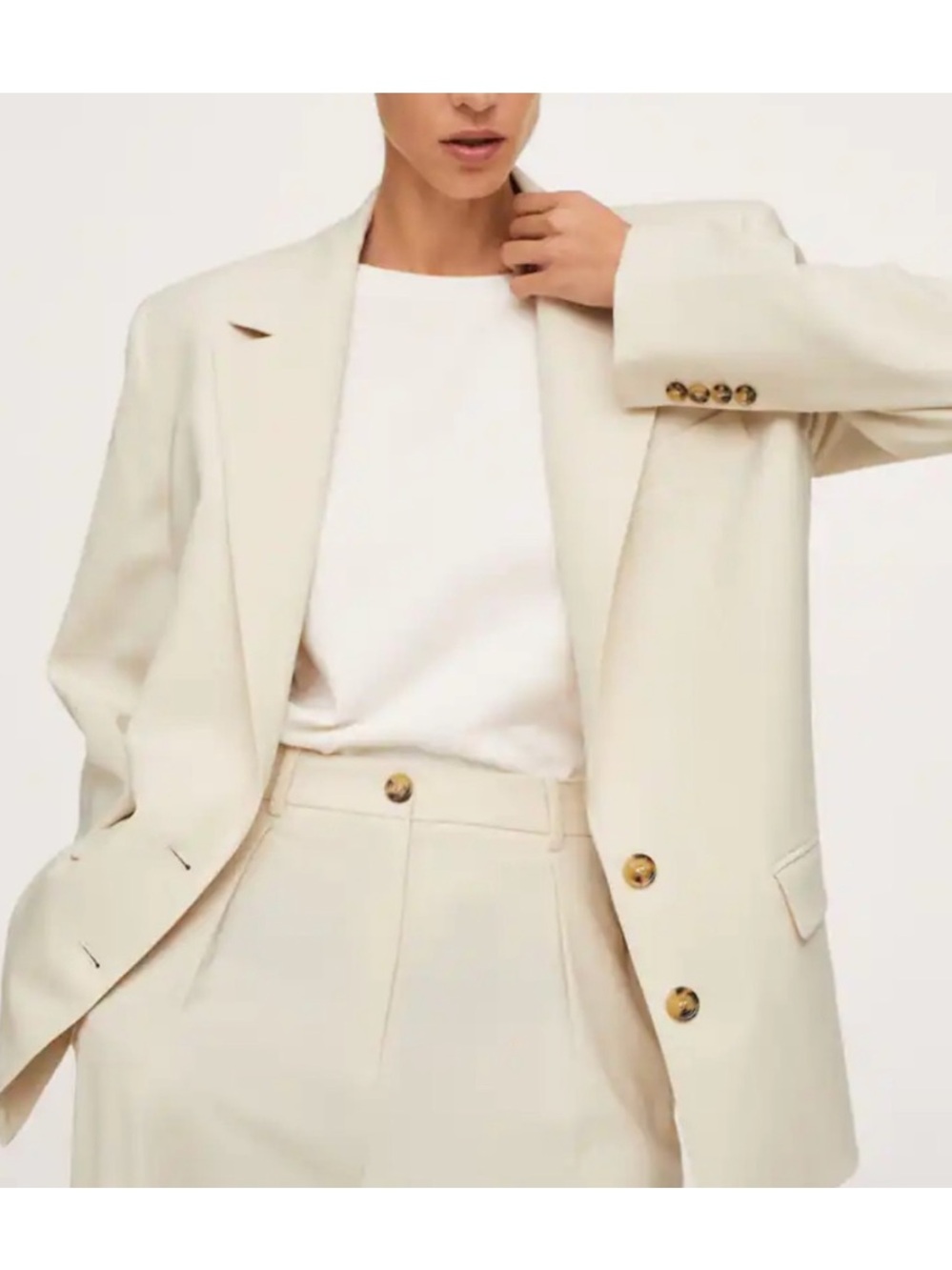 Pernille Teisbaek x Mango Oversized Structured Blazer Women’s S Cream Wool Blend